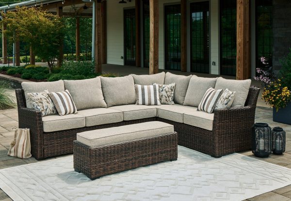 Brook Ranch Outdoor Sofa Sectional Bench with Cushion (Set of 3) Sale