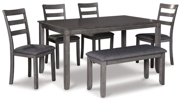 Bridson Dining Table and Chairs with Bench (Set of 6) For Cheap