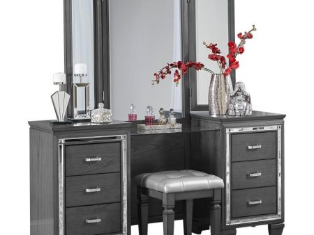 Allura Vanity Dresser with Mirror in Gray 1916GY-15* Online Sale