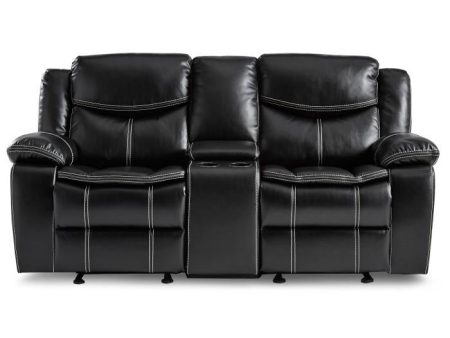 Bastrop Double Glider Reclining Loveseat in Black 8230BLK-2 For Discount