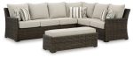 Brook Ranch Outdoor Sofa Sectional Bench with Cushion (Set of 3) Sale