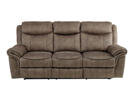 Aram Double Glider Reclining Sofa in Dark Brown 8206NF-3 on Sale