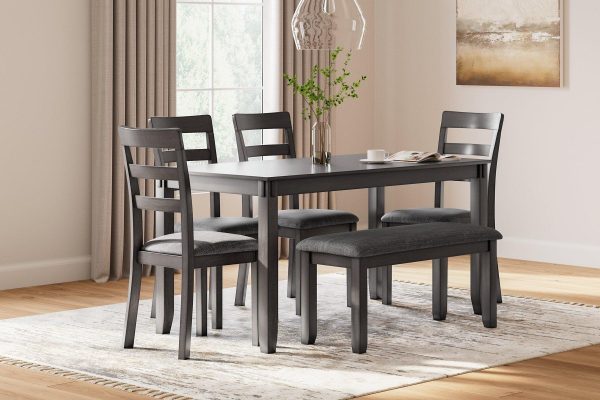 Bridson Dining Table and Chairs with Bench (Set of 6) For Cheap