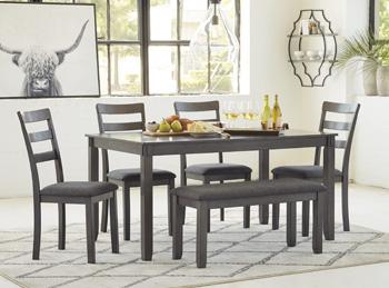 Bridson Dining Table and Chairs with Bench (Set of 6) For Cheap